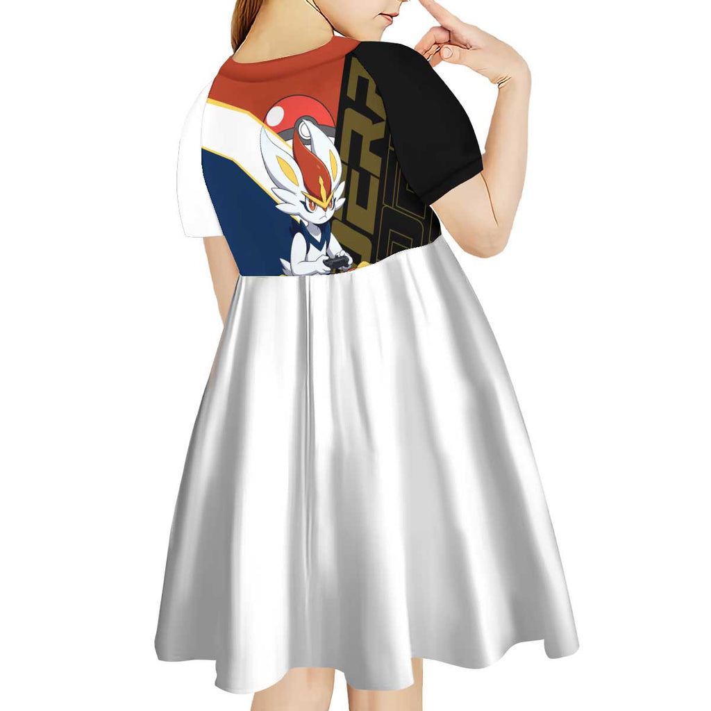 Cinderace Poké Kid Short Sleeve Dress Dynamic Retro Anime Style