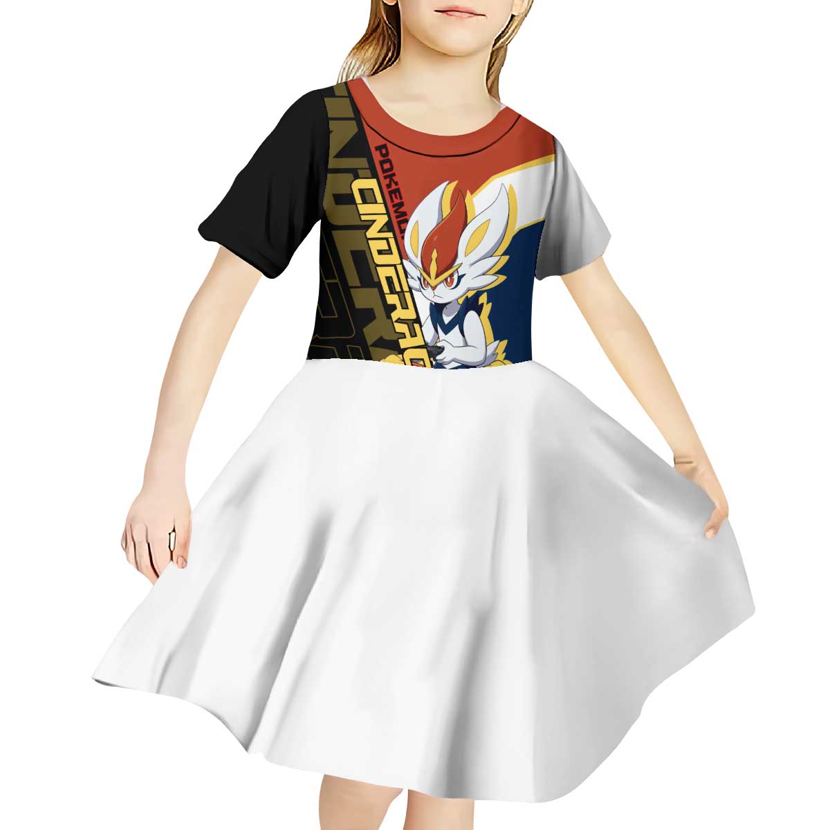 Cinderace Poké Kid Short Sleeve Dress Dynamic Retro Anime Style