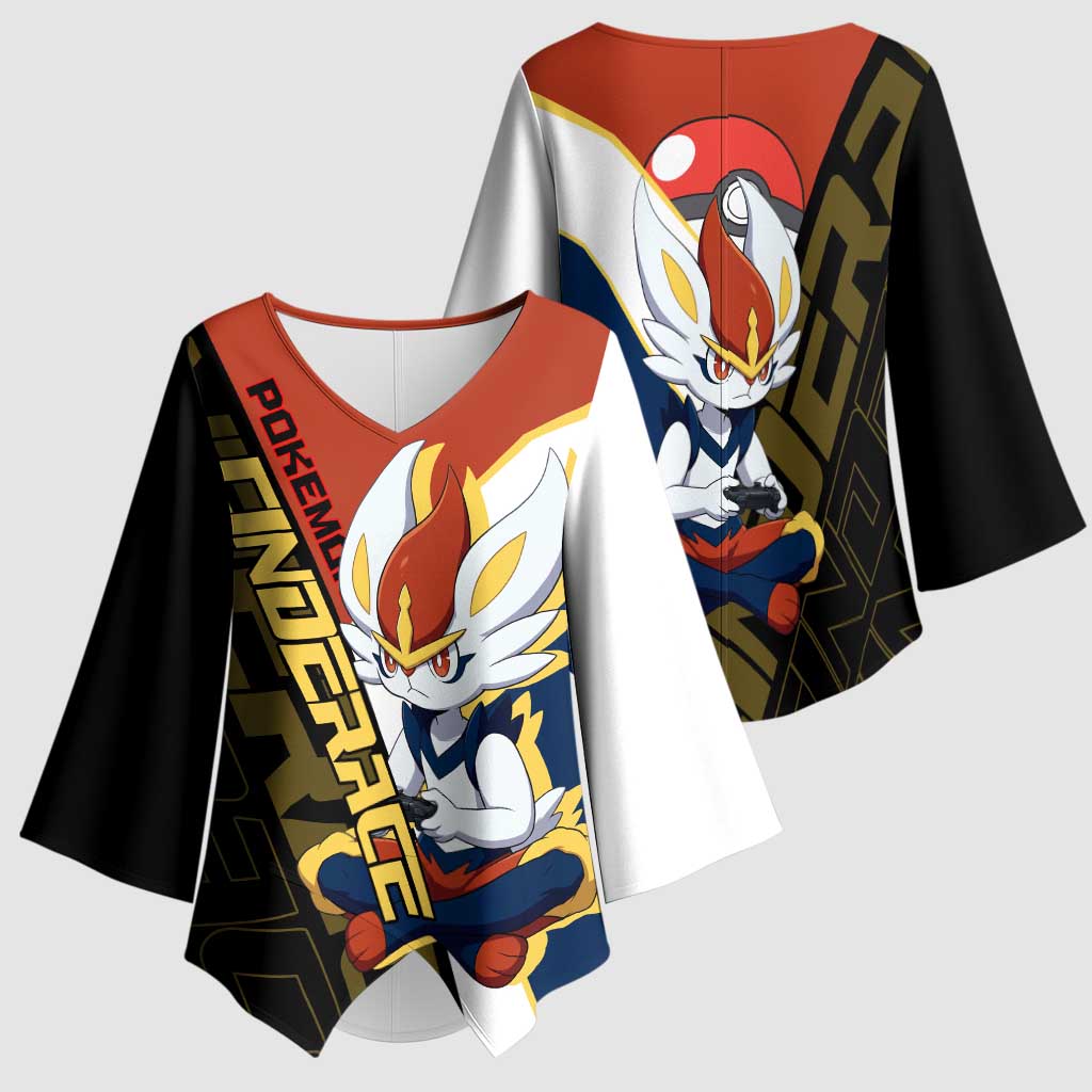 Cinderace Poké Kimono Sleeve Blouse Dynamic Retro Anime Style