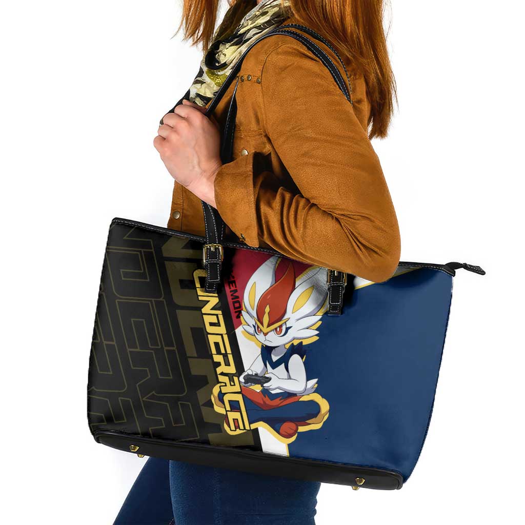 Cinderace Poké Leather Tote Bag Dynamic Retro Anime Style