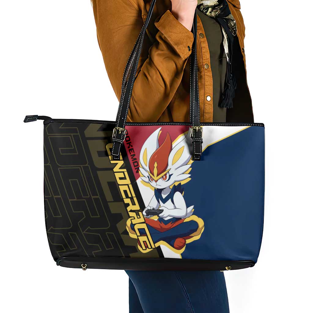 Cinderace Poké Leather Tote Bag Dynamic Retro Anime Style