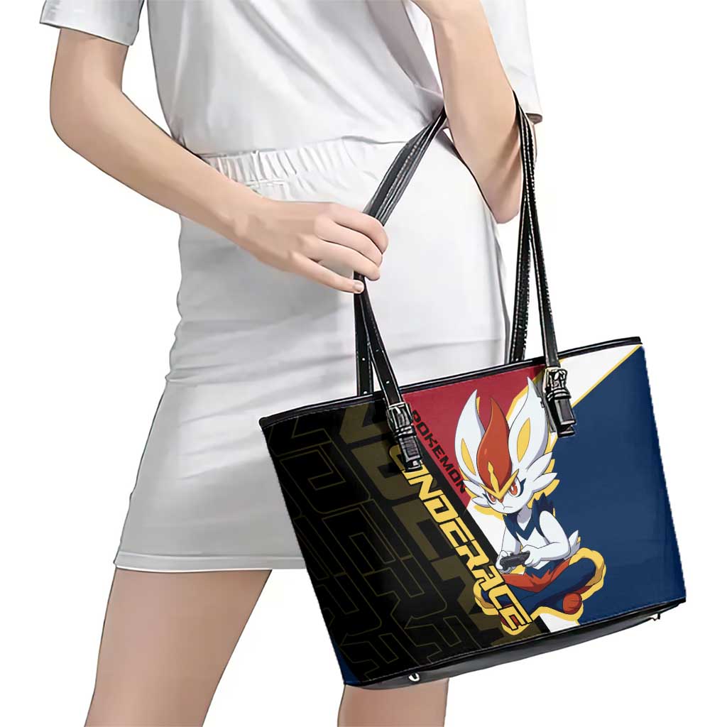 Cinderace Poké Leather Tote Bag Dynamic Retro Anime Style
