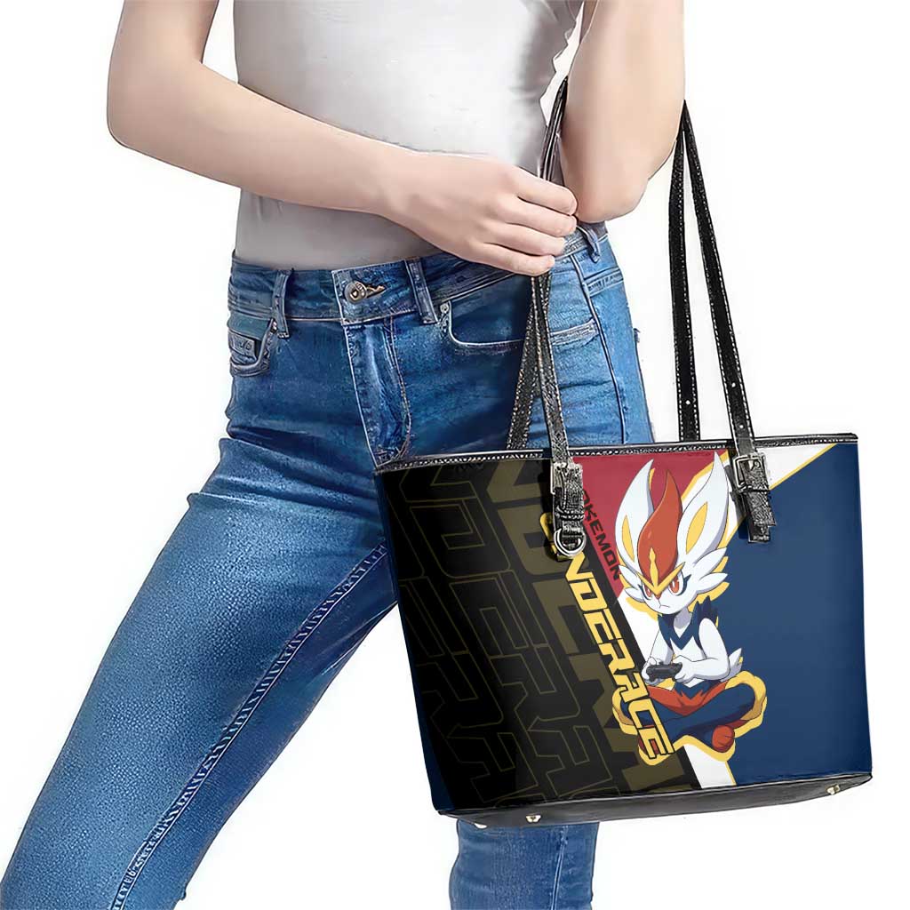 Cinderace Poké Leather Tote Bag Dynamic Retro Anime Style