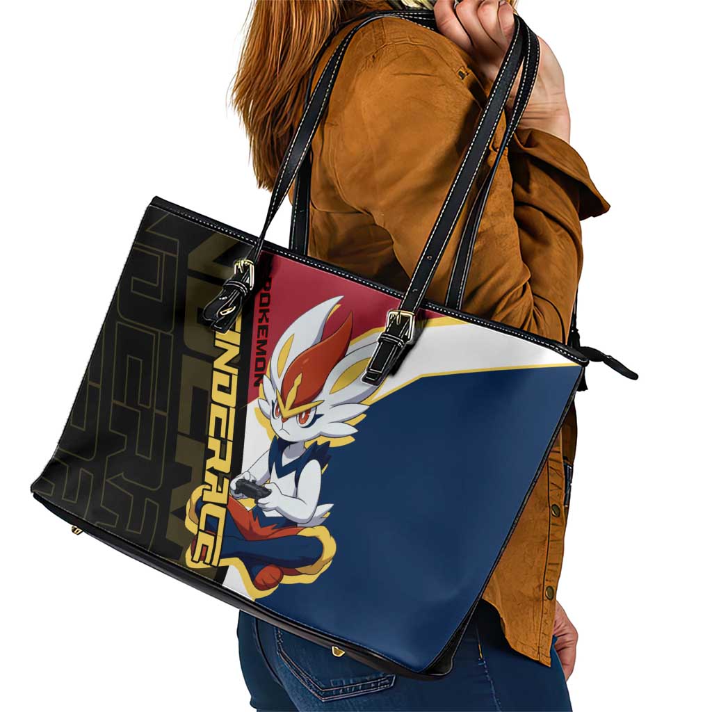 Cinderace Poké Leather Tote Bag Dynamic Retro Anime Style