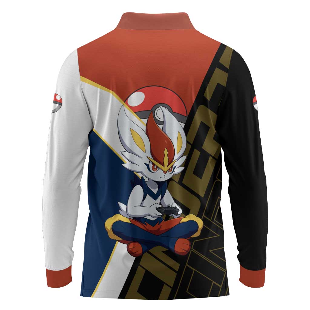 Cinderace Poké Long Sleeve Polo Shirt Dynamic Retro Anime Style