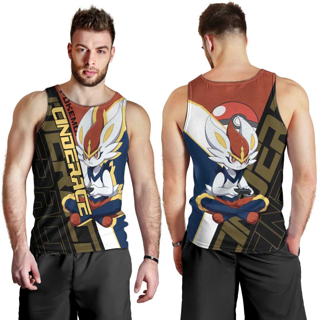 Cinderace Poké Men Tank Top Dynamic Retro Anime Style