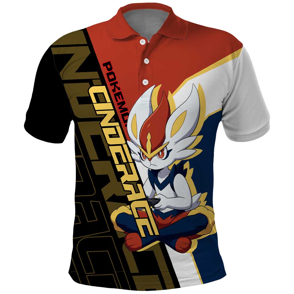 Cinderace Poké Polo Shirt Dynamic Retro Anime Style