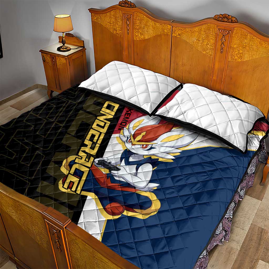 Cinderace Poké Quilt Bed Set Dynamic Retro Anime Style