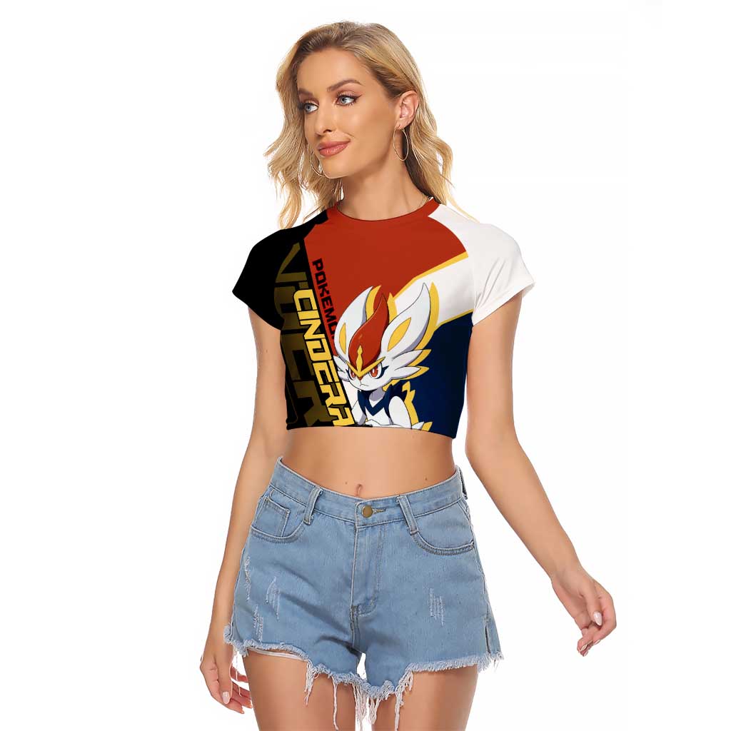 Cinderace Poké Raglan Cropped T Shirt Dynamic Retro Anime Style