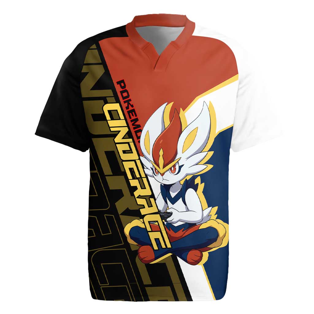Cinderace Poké Rugby Jersey Dynamic Retro Anime Style