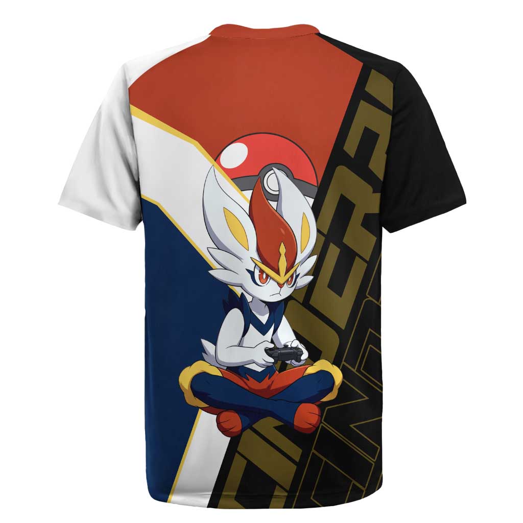 Cinderace Poké Rugby Jersey Dynamic Retro Anime Style