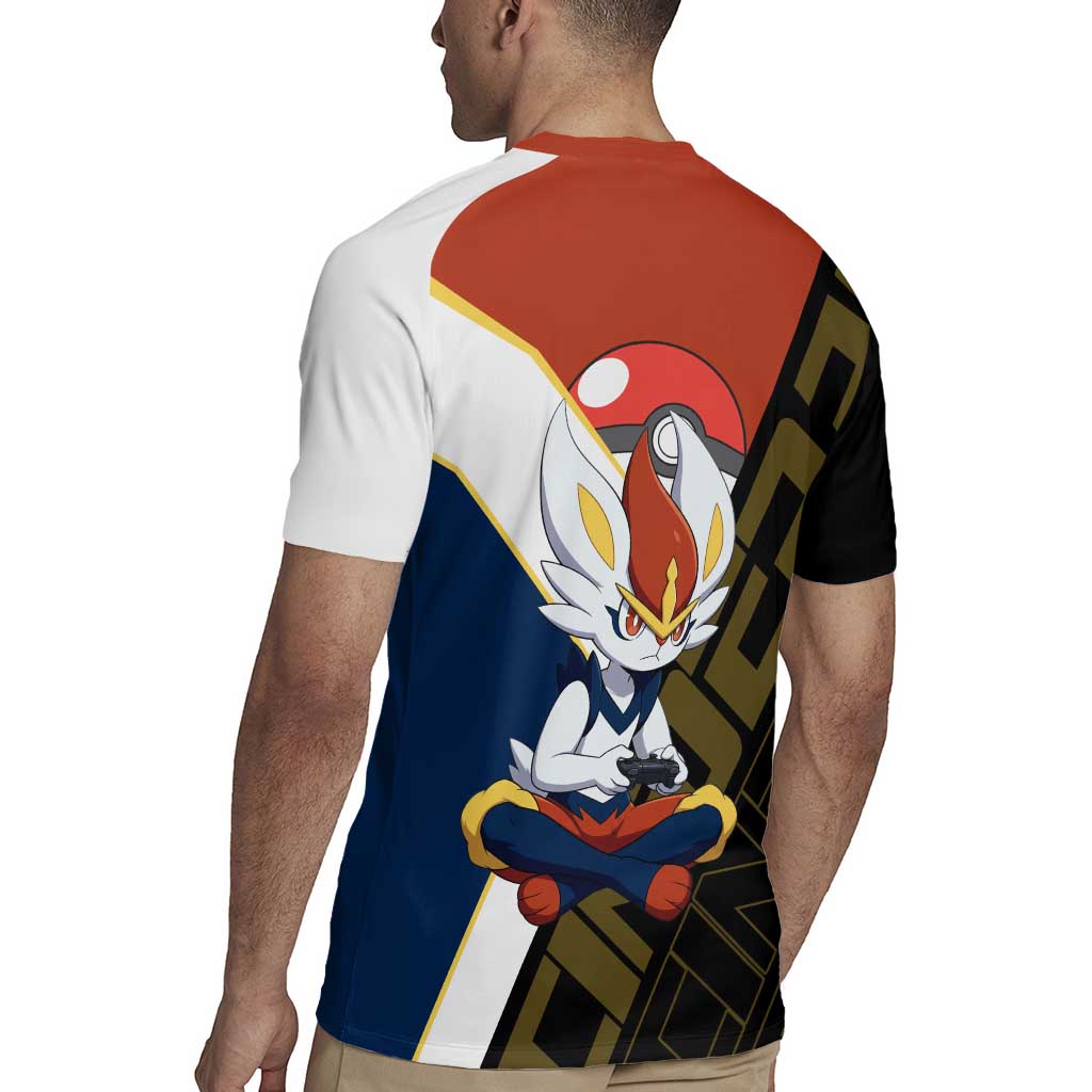 Cinderace Poké Rugby Jersey Dynamic Retro Anime Style