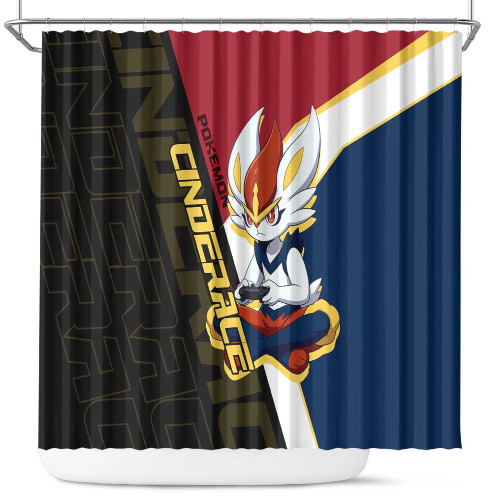 Cinderace Poké Shower Curtain Dynamic Retro Anime Style
