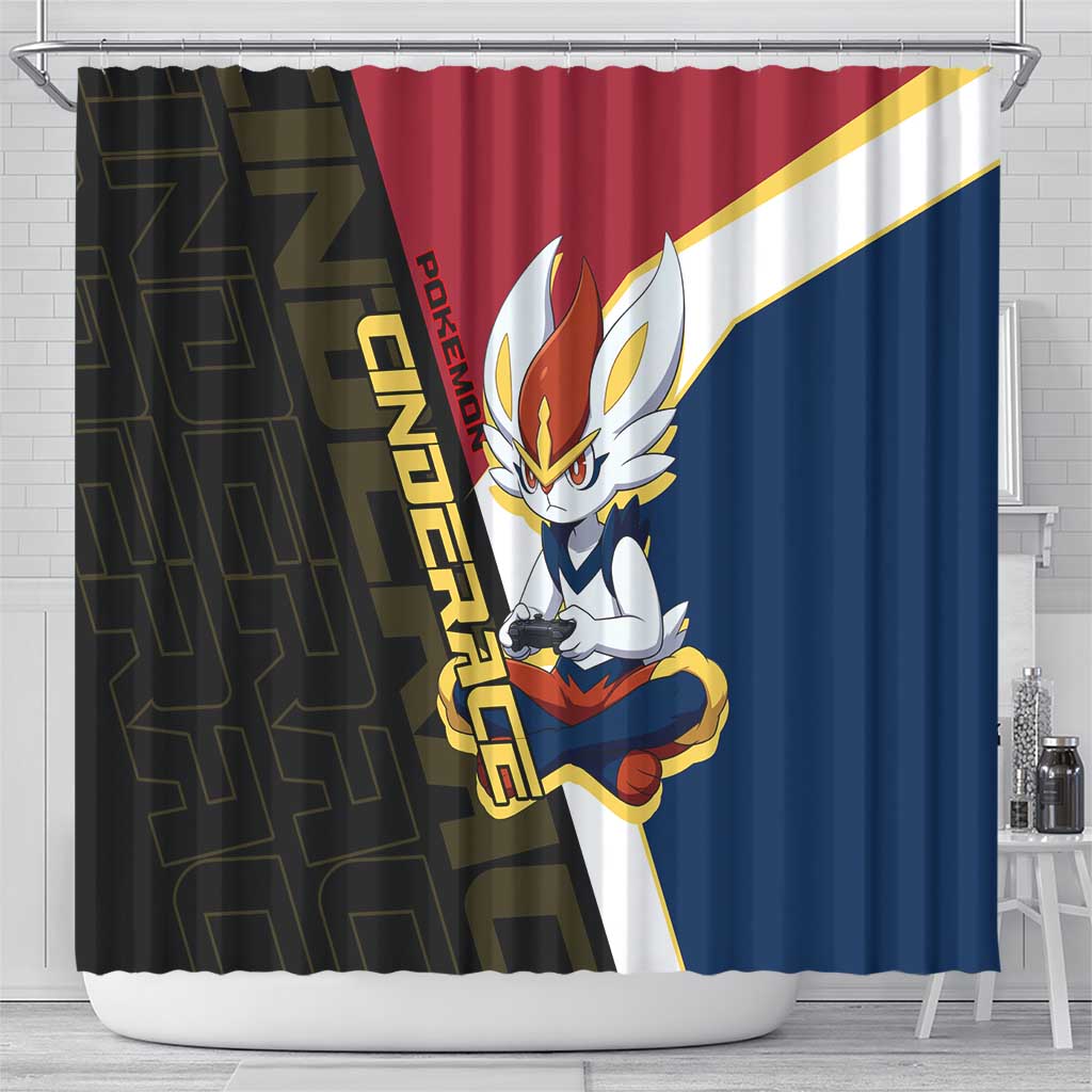 Cinderace Poké Shower Curtain Dynamic Retro Anime Style
