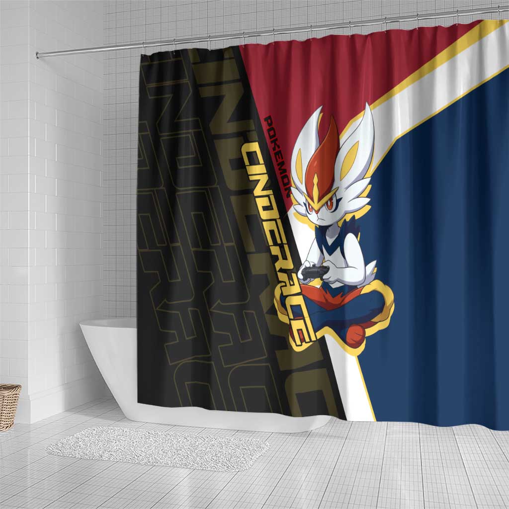 Cinderace Poké Shower Curtain Dynamic Retro Anime Style