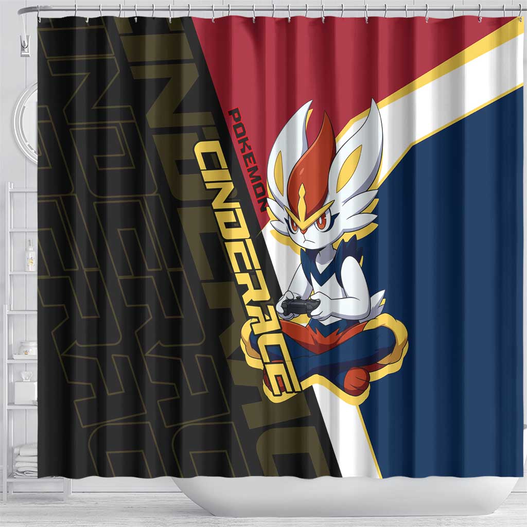Cinderace Poké Shower Curtain Dynamic Retro Anime Style