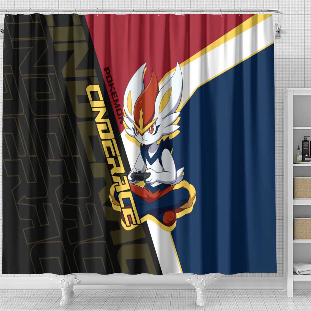 Cinderace Poké Shower Curtain Dynamic Retro Anime Style