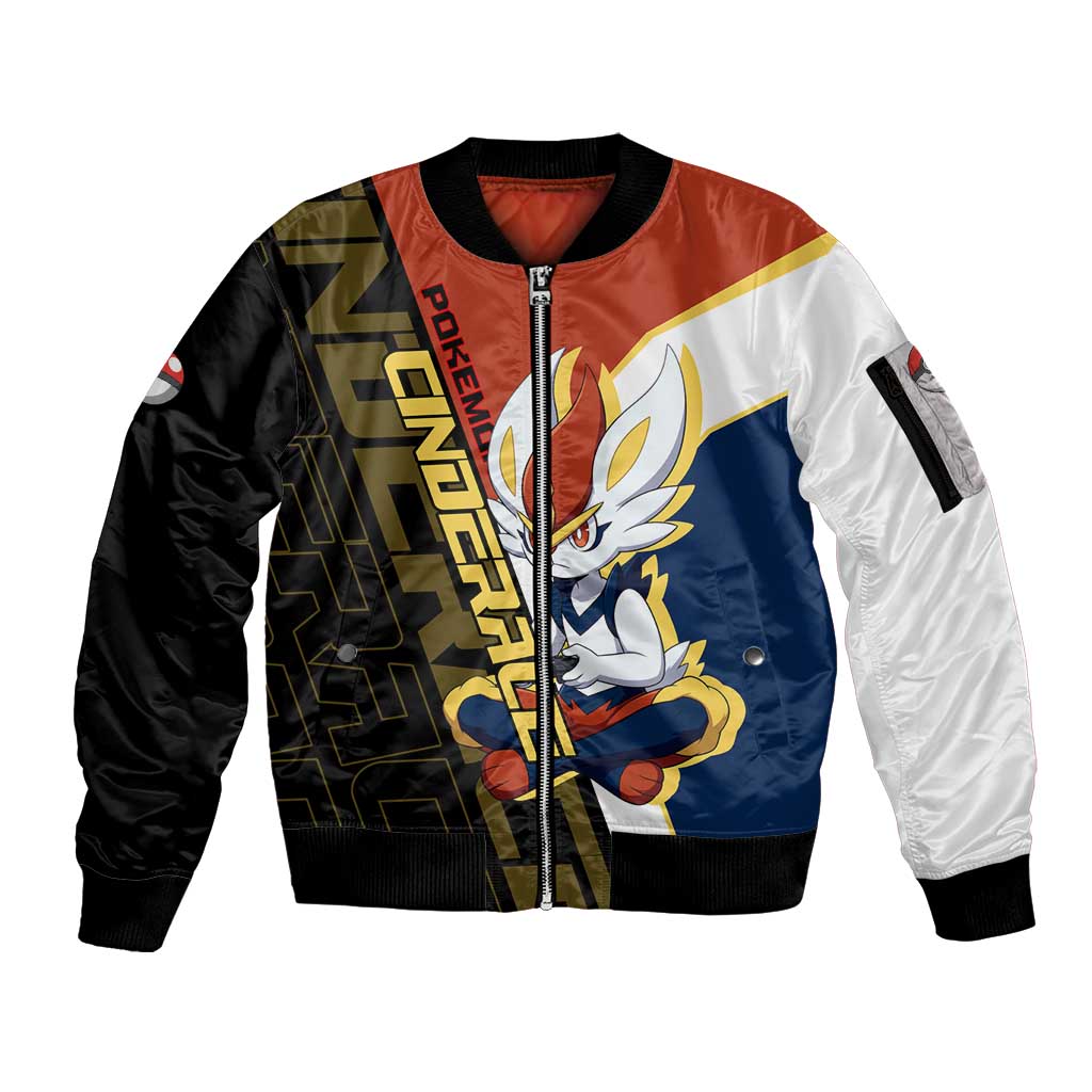 Cinderace Poké Sleeve Zip Bomber Jacket Dynamic Retro Anime Style