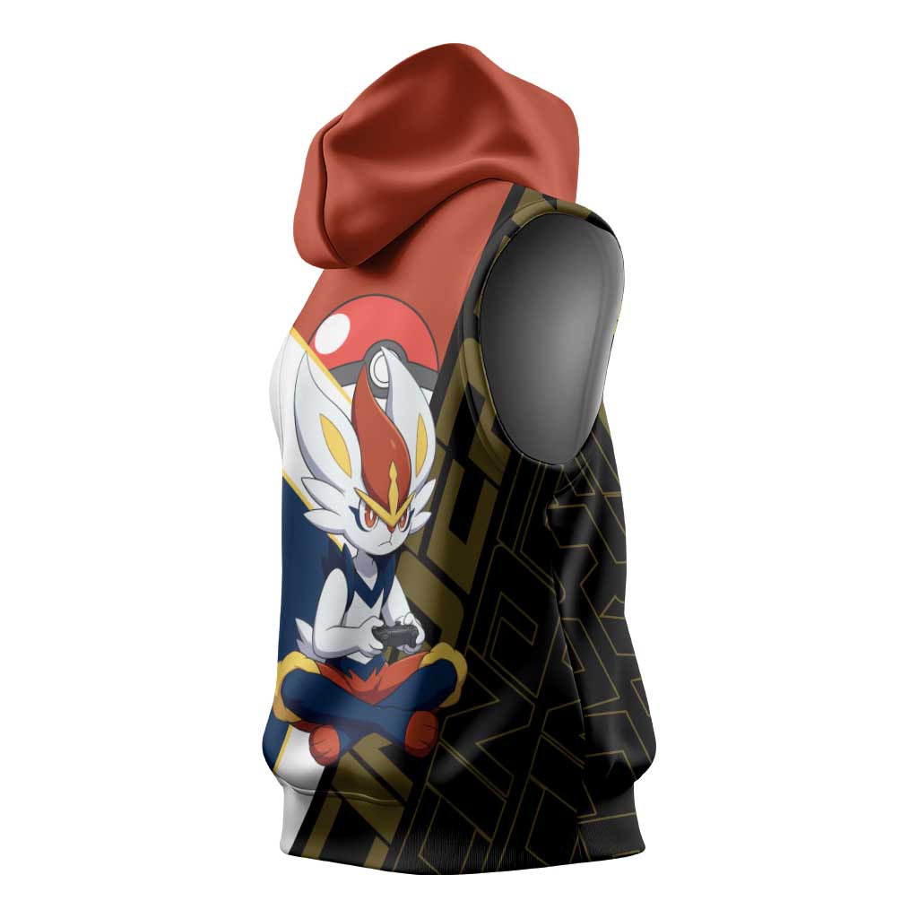 Cinderace Poké Sleeveless Hoodie Dynamic Retro Anime Style