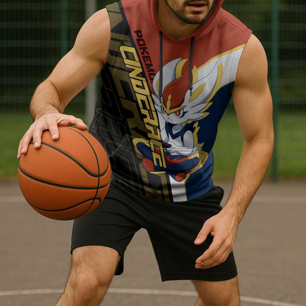 Cinderace Poké Sleeveless Hoodie Dynamic Retro Anime Style