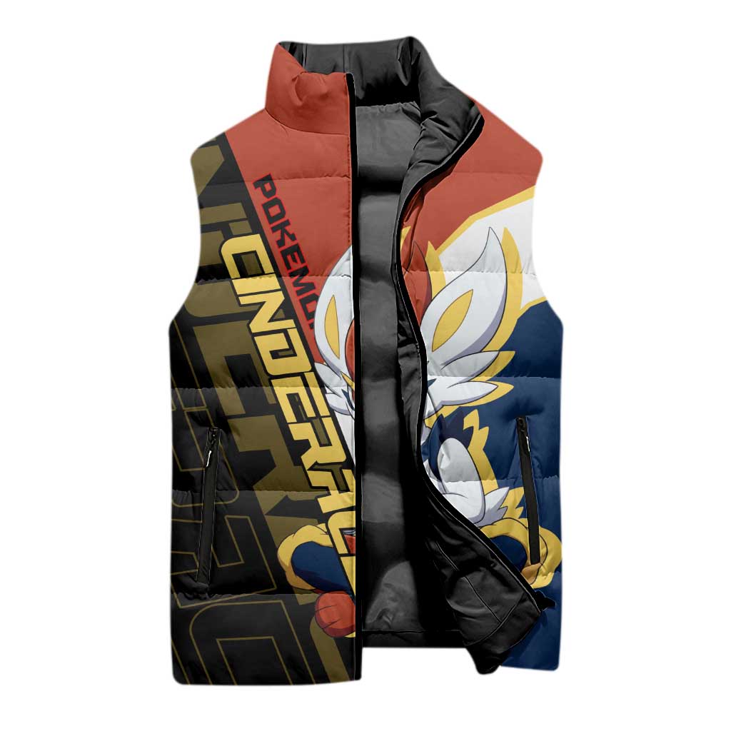 Cinderace Poké Sleeveless Puffer Jacket Dynamic Retro Anime Style