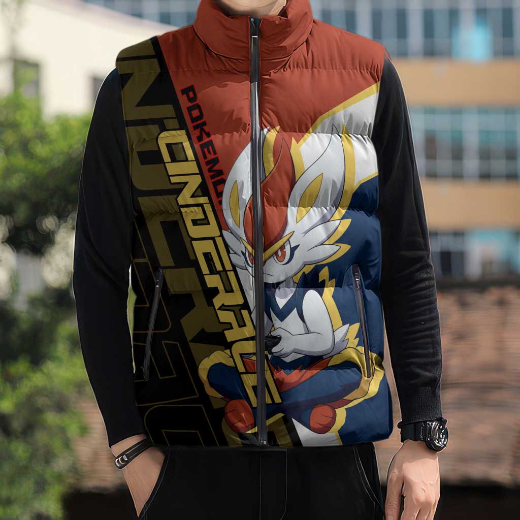 Cinderace Poké Sleeveless Puffer Jacket Dynamic Retro Anime Style