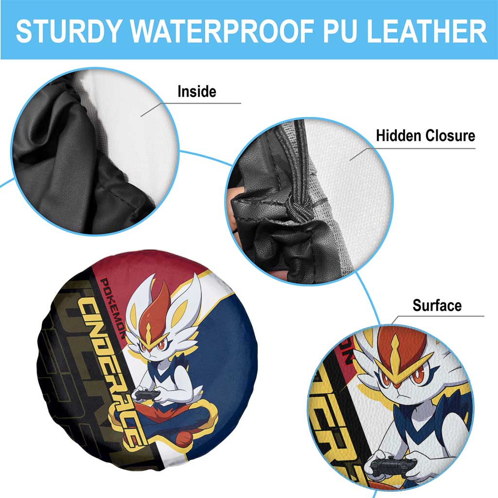 Cinderace Poké Spare Tire Cover Dynamic Retro Anime Style