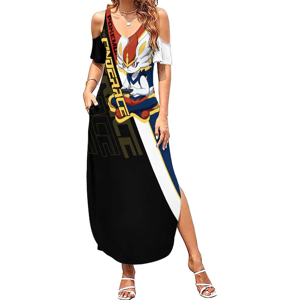Cinderace Poké Summer Maxi Dress Dynamic Retro Anime Style
