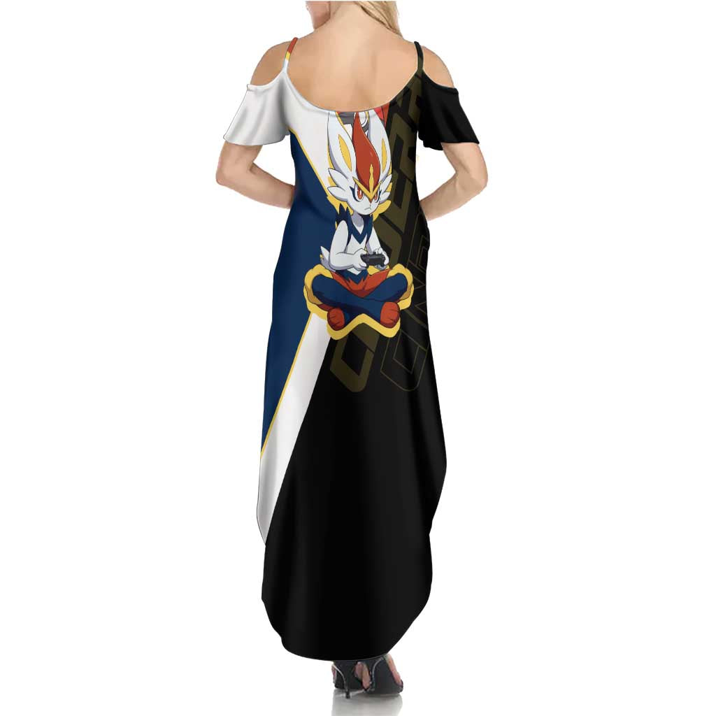 Cinderace Poké Summer Maxi Dress Dynamic Retro Anime Style