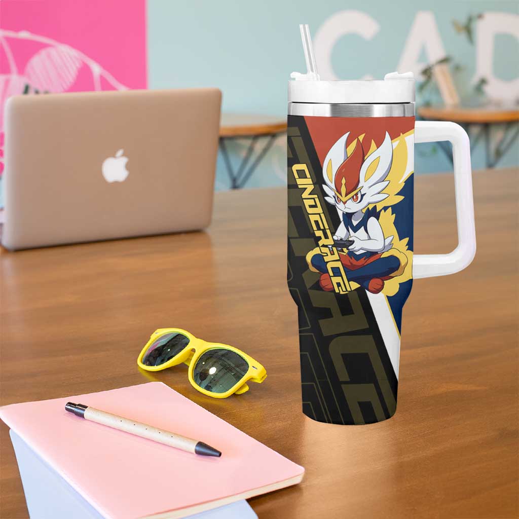 Cinderace Poké Tumbler With Handle Dynamic Retro Anime Style