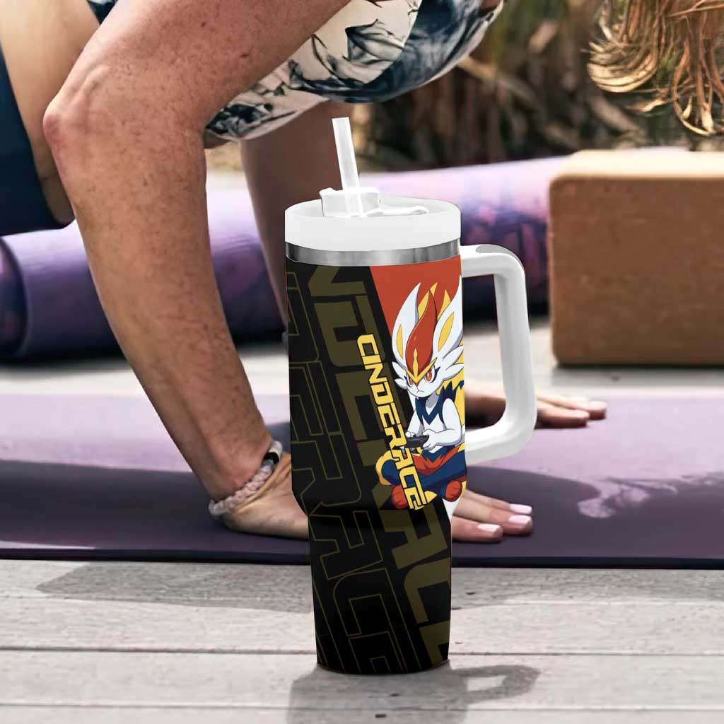 Cinderace Poké Tumbler With Handle Dynamic Retro Anime Style