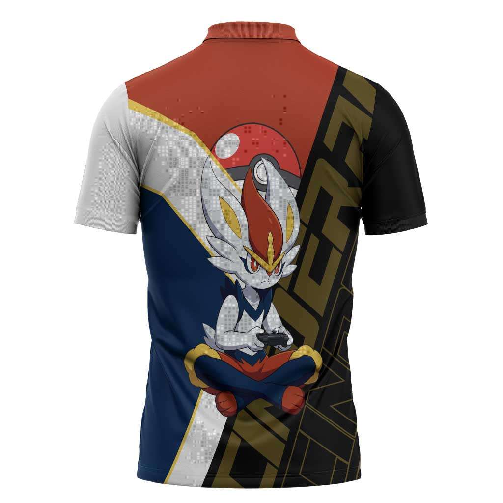 Cinderace Poké Zipper Polo Shirt Dynamic Retro Anime Style