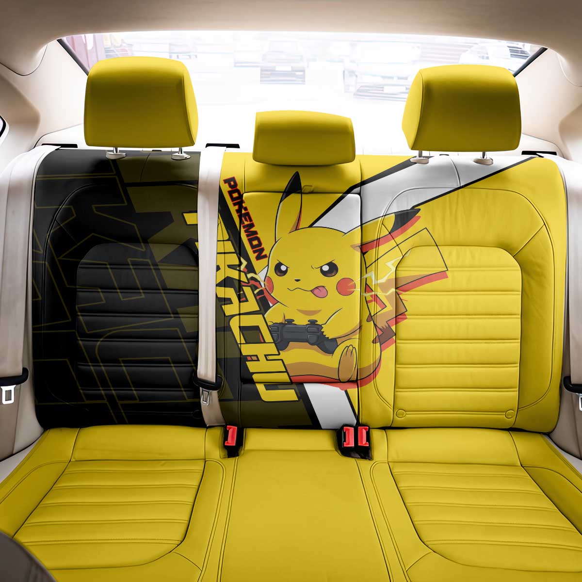Pikachu Poké Back Car Seat Cover Vibrant Retro Anime Style