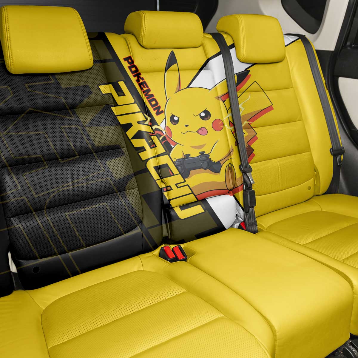 Pikachu Poké Back Car Seat Cover Vibrant Retro Anime Style