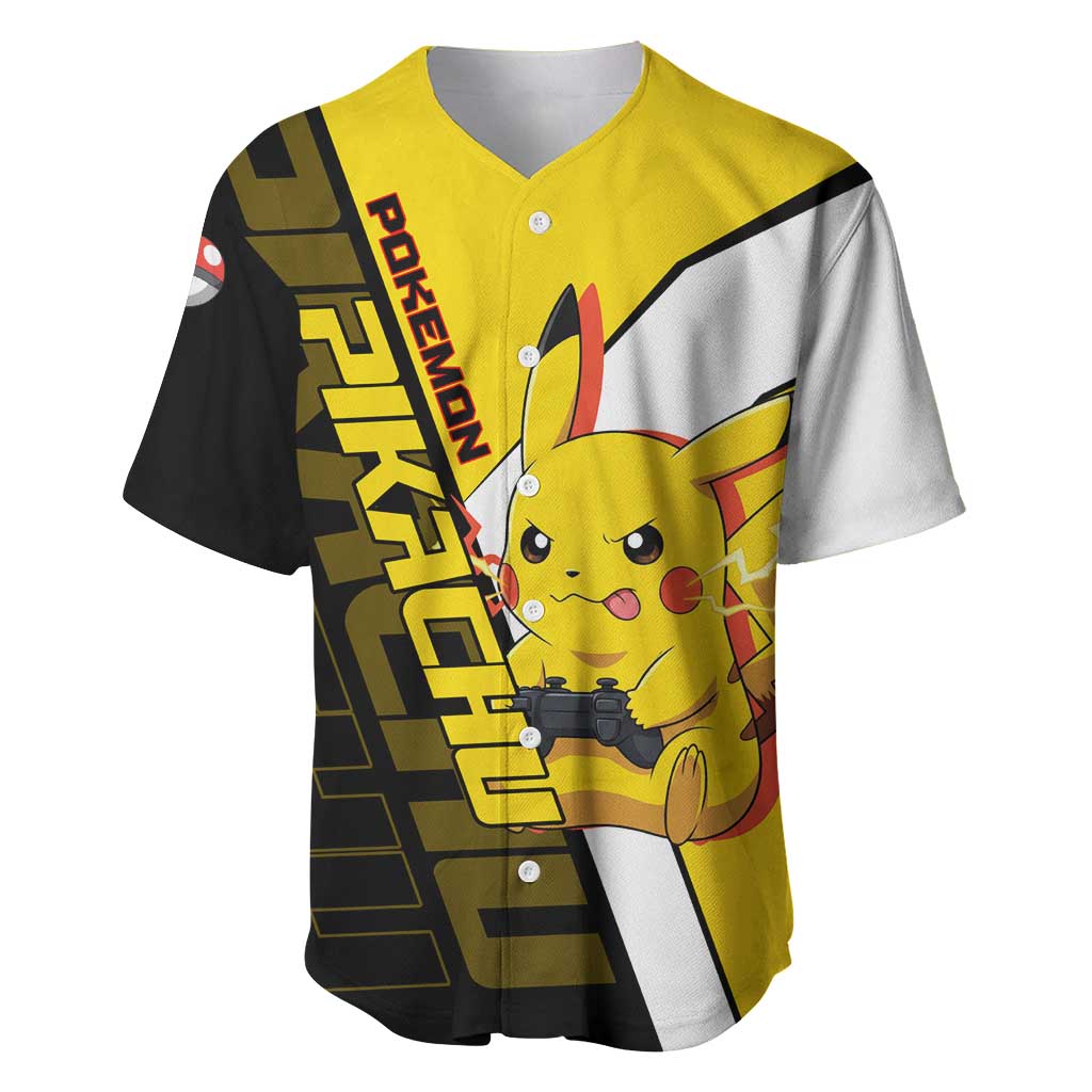 Pikachu Poké Baseball Jersey Vibrant Retro Anime Style