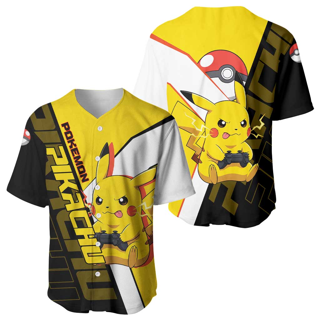 Pikachu Poké Baseball Jersey Vibrant Retro Anime Style