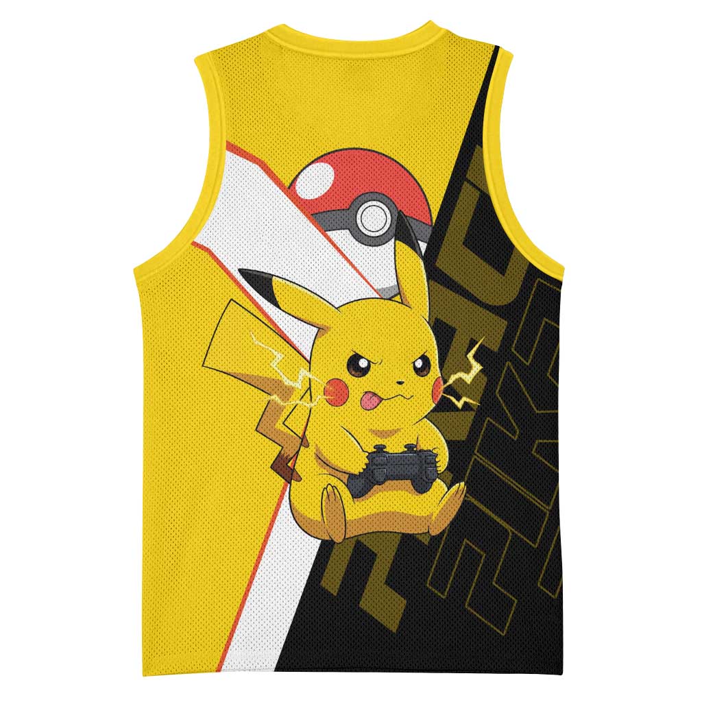 Pikachu Poké Basketball Jersey Vibrant Retro Anime Style