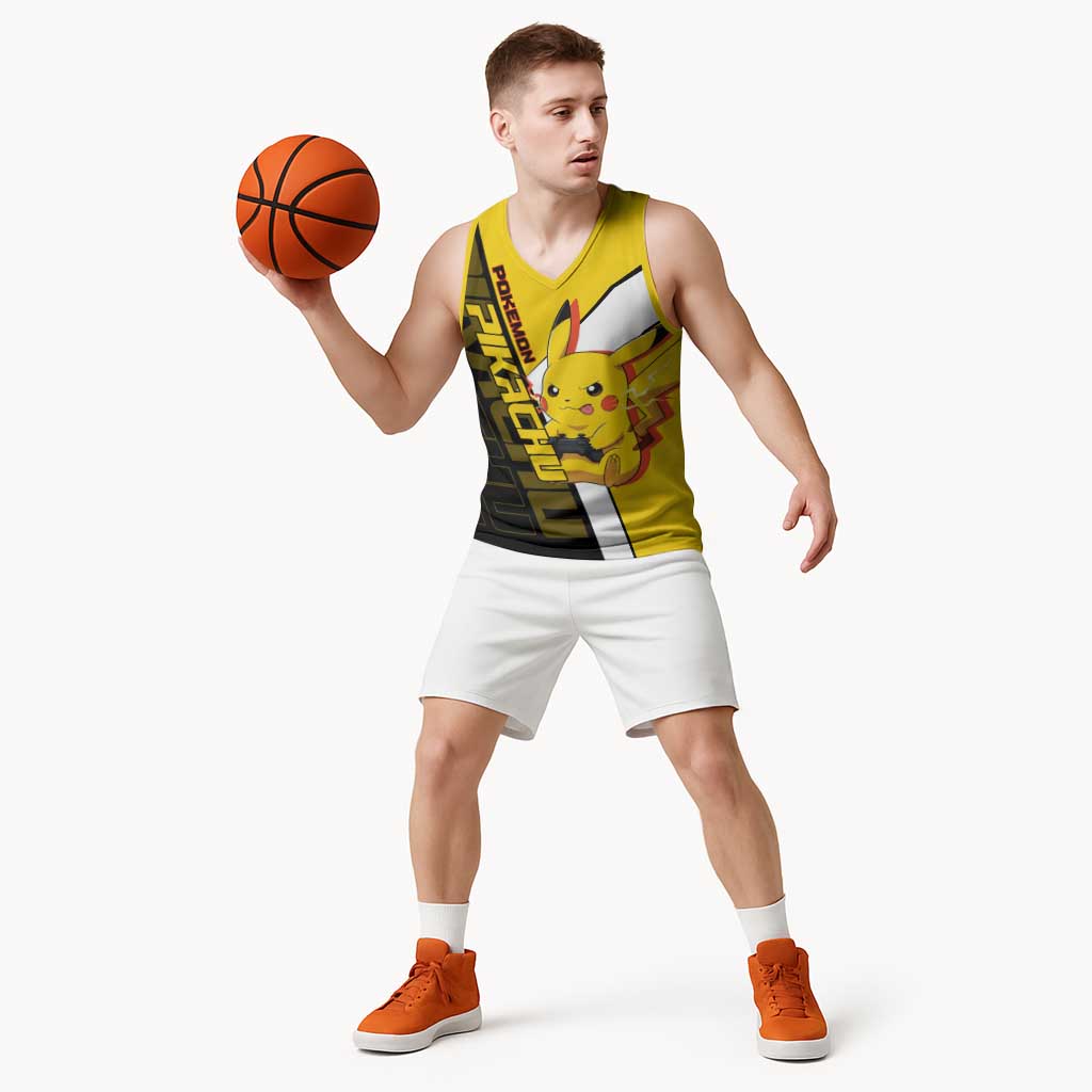 Pikachu Poké Basketball Jersey Vibrant Retro Anime Style