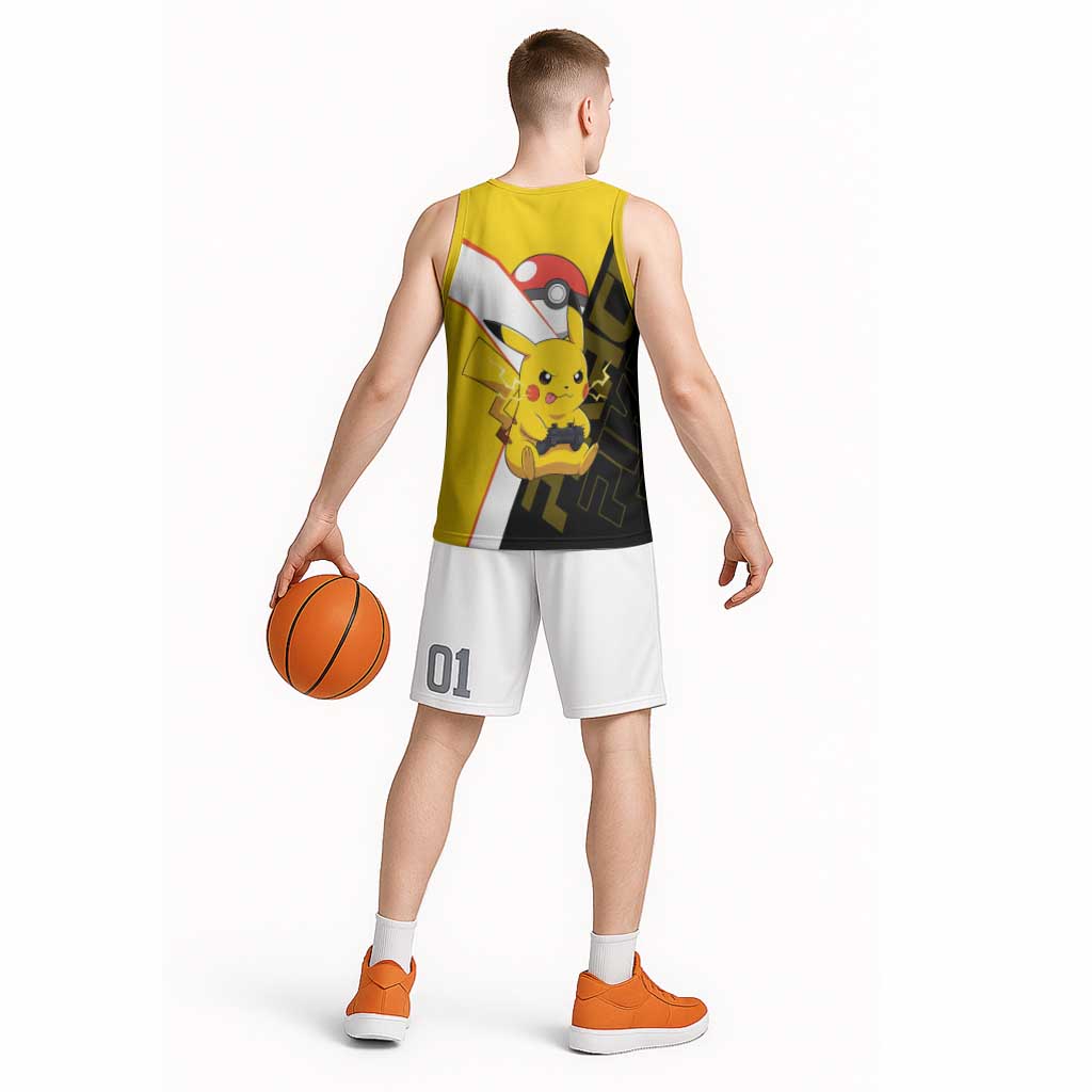 Pikachu Poké Basketball Jersey Vibrant Retro Anime Style