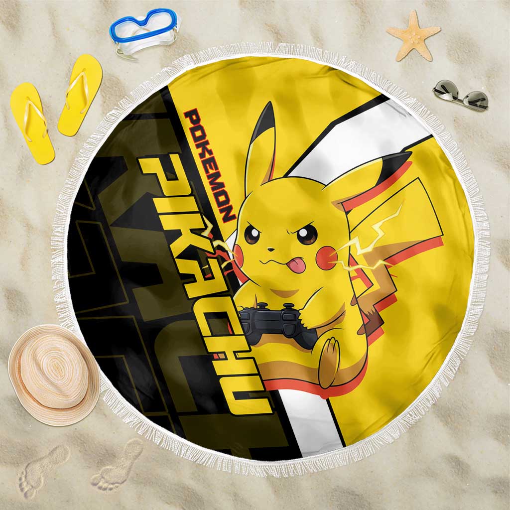 Pikachu Poké Beach Blanket Vibrant Retro Anime Style