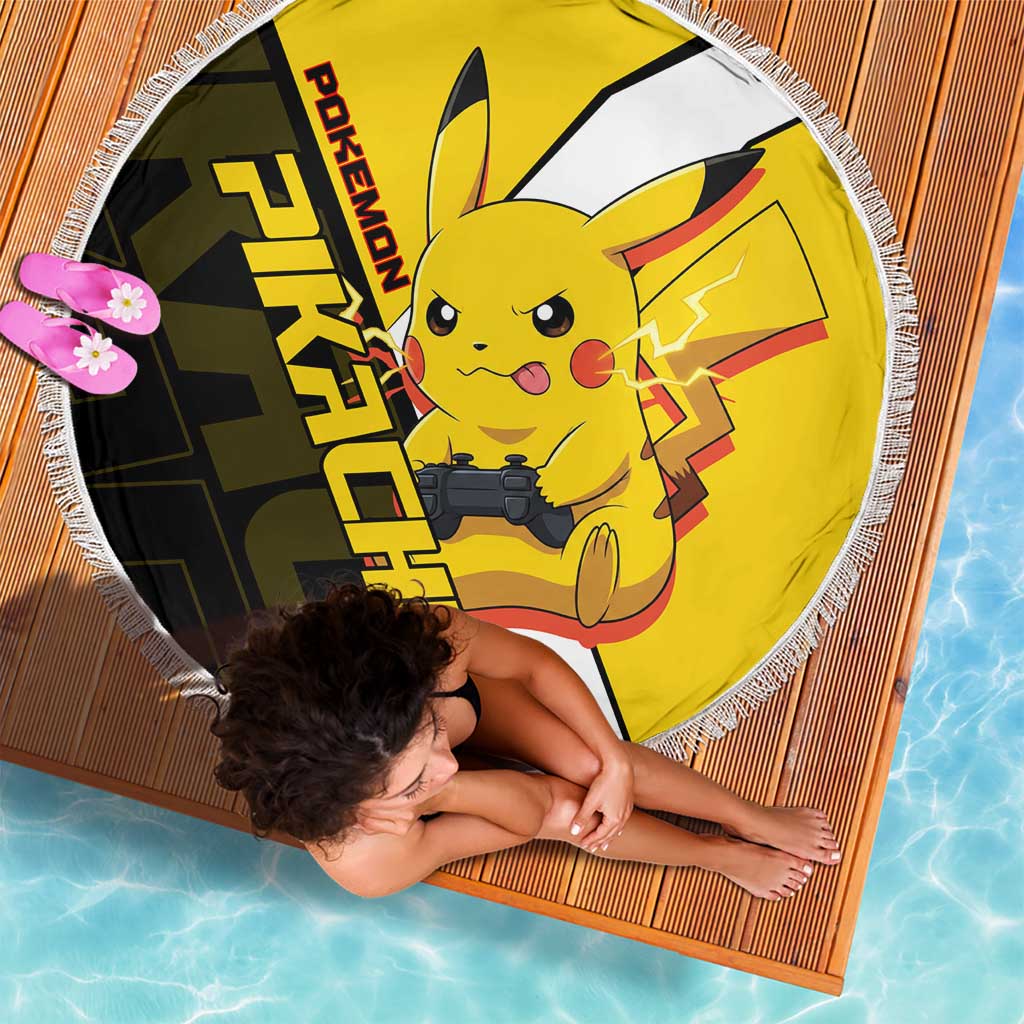 Pikachu Poké Beach Blanket Vibrant Retro Anime Style