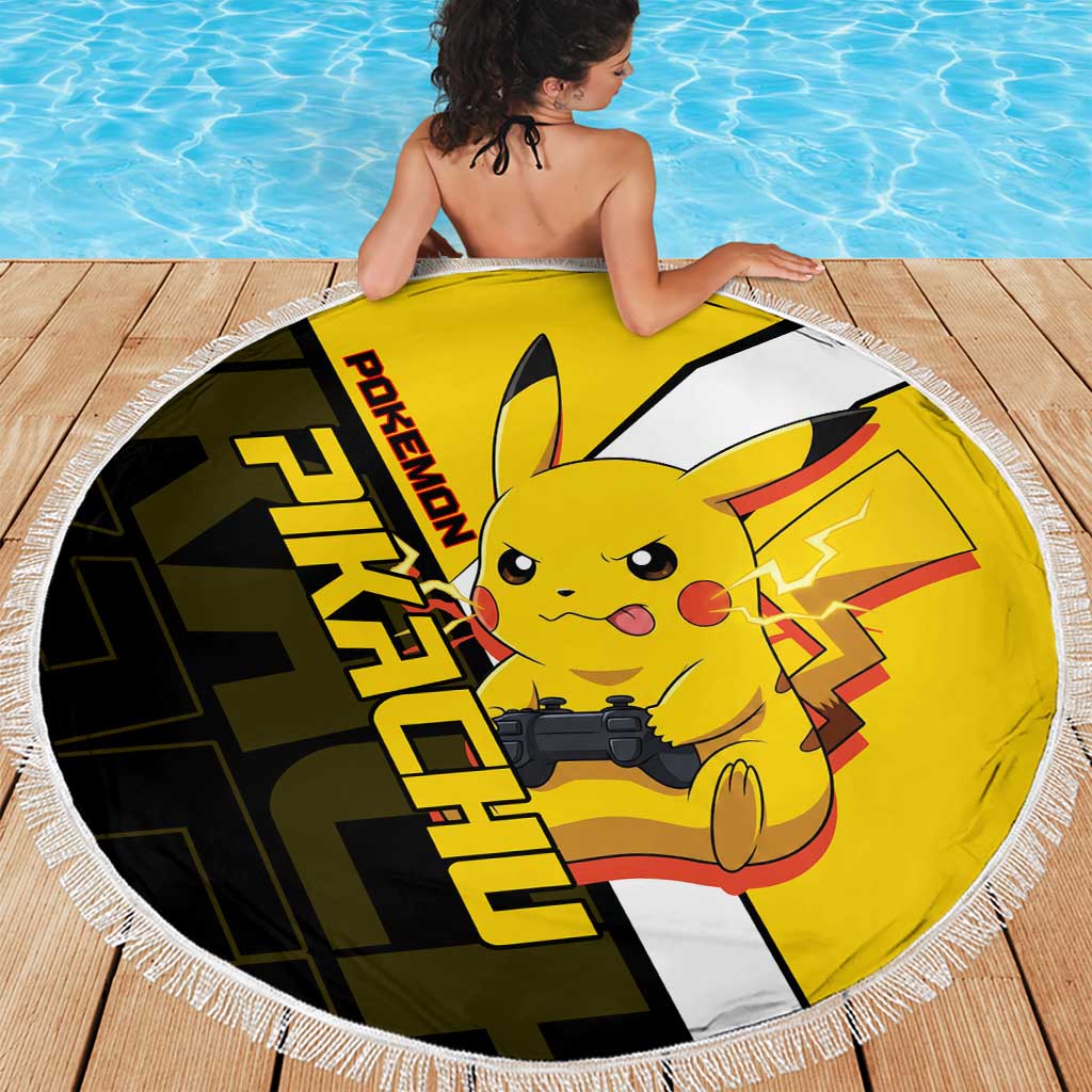 Pikachu Poké Beach Blanket Vibrant Retro Anime Style