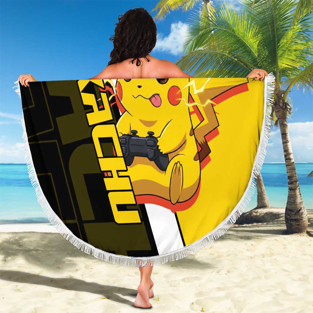 Pikachu Poké Beach Blanket Vibrant Retro Anime Style