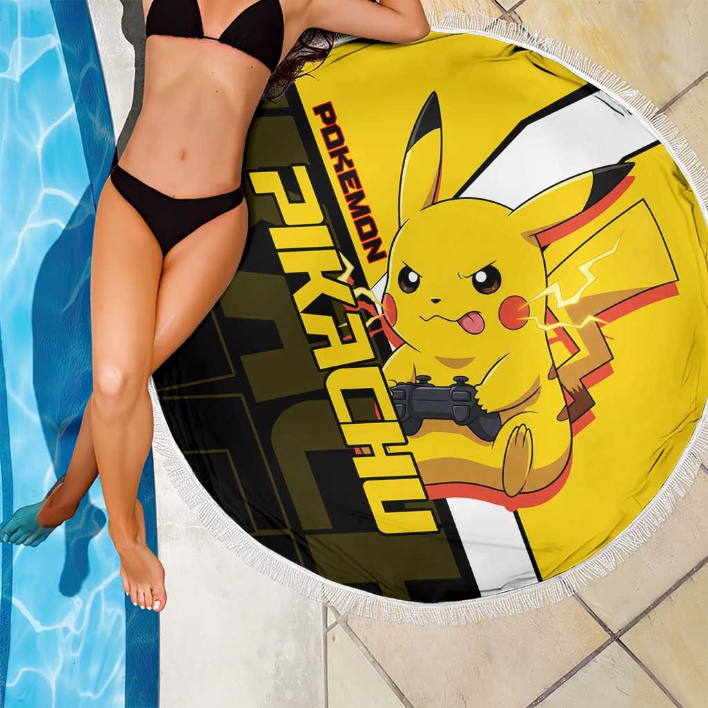 Pikachu Poké Beach Blanket Vibrant Retro Anime Style