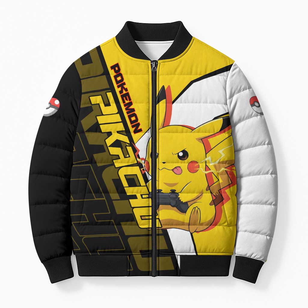 Pikachu Poké Bomber Puffer Jacket Vibrant Retro Anime Style