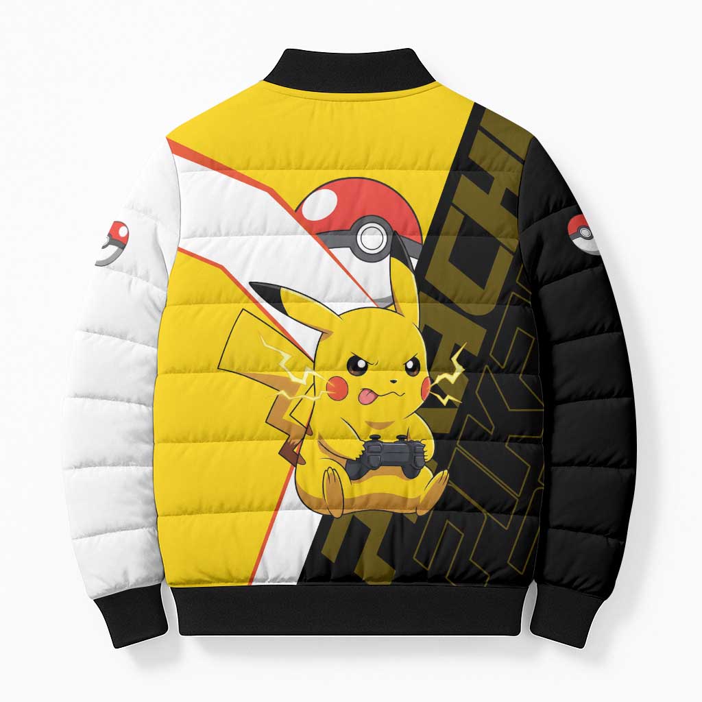 Pikachu Poké Bomber Puffer Jacket Vibrant Retro Anime Style
