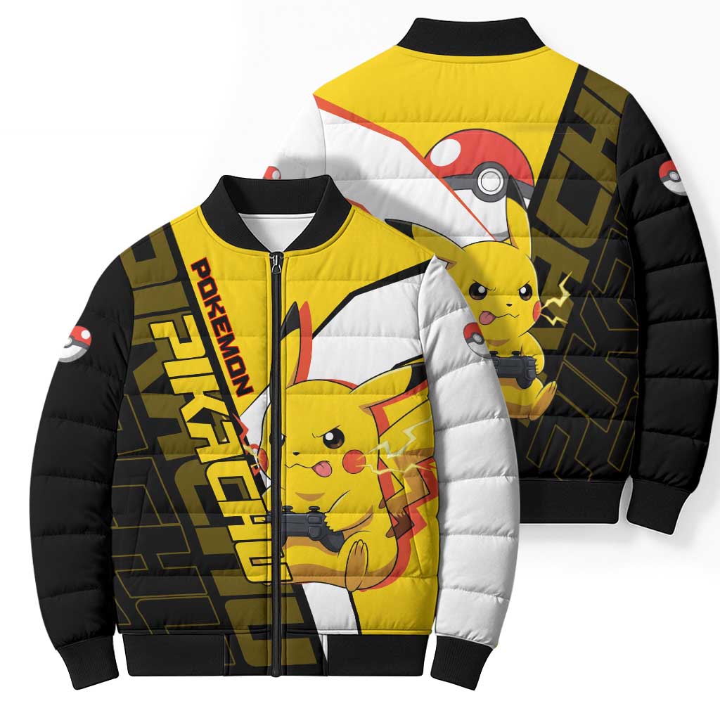 Pikachu Poké Bomber Puffer Jacket Vibrant Retro Anime Style
