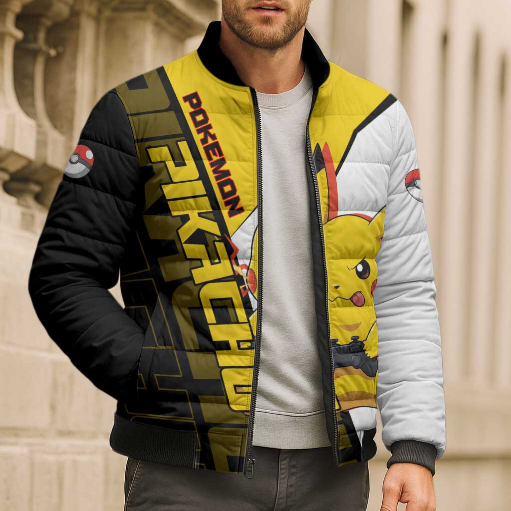 Pikachu Poké Bomber Puffer Jacket Vibrant Retro Anime Style