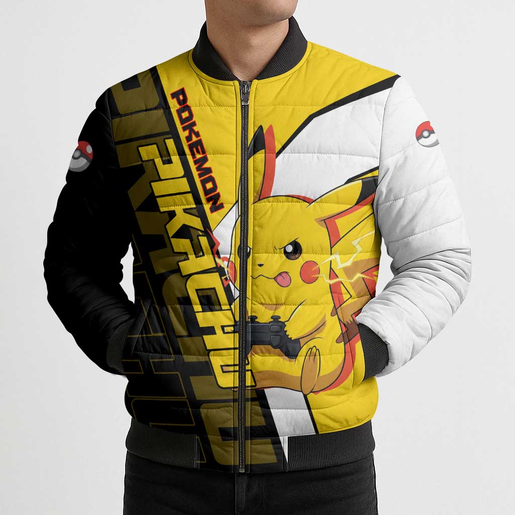 Pikachu Poké Bomber Puffer Jacket Vibrant Retro Anime Style