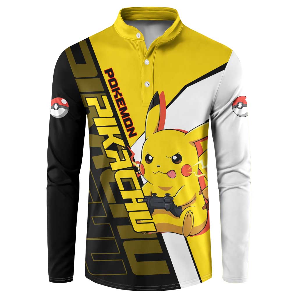 Pikachu Poké Button Sweatshirt Vibrant Retro Anime Style